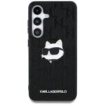 Case Karl Lagerfeld Leather Monogram Pin Logo Choupette Head Samsung Galaxy S25 black - imagine 3