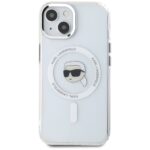 Case Karl Lagerfeld IML Metal Karl Head MagSafe for iPhone 15 white - imagine 3