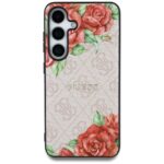 Guess Leather 4G Flowers Print Metal Classic Logo MagSafe Samsung Galaxy S25 case pink - imagine 3