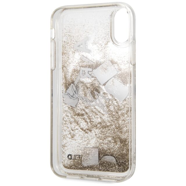 Karl Lagerfeld KLHCI61KSICGO iPhone Xr gold hard case Iconic Liquid Glitter - imagine 4