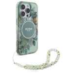 Guess GUHMP16XHFWBRCESN iPhone 16 Pro Max 6.9" green hardcase IML Flowers With Pearl Strap Ma - imagine 3