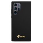 Guess GUHCS22LLSLMGBK S22 Ultra S908 black hardcase Silicone Script Metal Logo - imagine 3