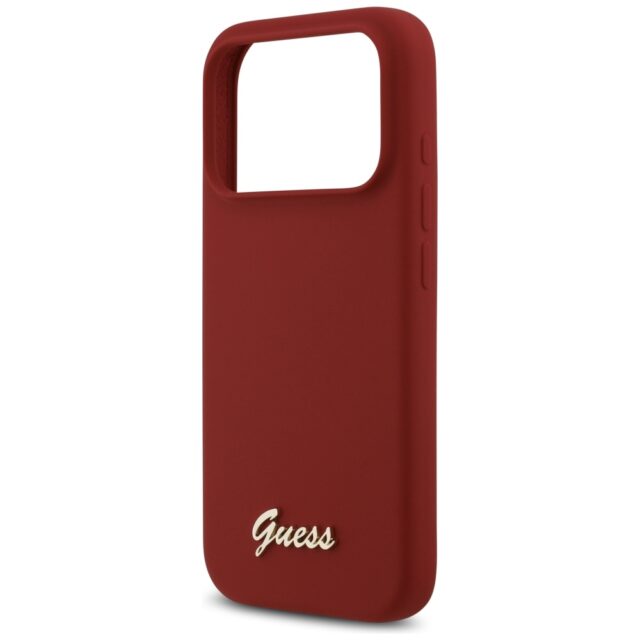 Case Guess Silicone Script Metal Logo MagSafe for iPhone 17 Pro magenta - imagine 6