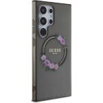 Guess GUHMS24LHFWFCK S24 Ultra S928 black hardcase IML Flowers Wreath MagSafe - imagine 4