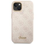 Guess GUHCP14SHG4SHP iPhone 14 / 15 / 13 6.1" pink hard case 4G Vintage Gold Logo - imagine 3