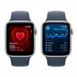 Apple Watch SE 2nd Gen GPS 44mm Silver Aluminium Case Storm Blue Sport Band S/M | Smartwatch | - imagine 3