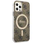 Guess Set GUBPP12MH4EACSW Case+ Charger iPhone 12/12 Pro brown hard case 4G Print MagSafe - imagine 4