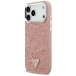 Guess Glitter Triangle Logo MagSafe Case for iPhone 17 Pro Max Pink - imagine 2