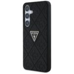 Case Guess Hot Stamp 4G Pattern Triangle Metal Logo for Samsung Galaxy S25 black - imagine 2