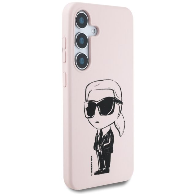 Case Karl Lagerfeld Silicone Graffiti Ikonik Printed Logo MagSafe for Samsung Galaxy S25 pink - imagine 4