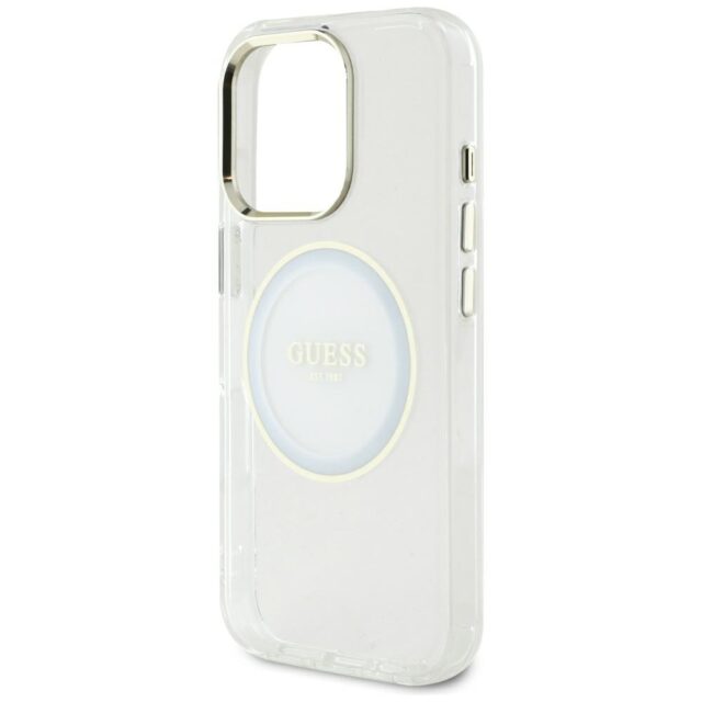 Case Guess IML Metal Colored Circle Classic Logo MagSafe for iPhone 16 Pro Max white - imagine 6