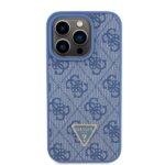 Guess GUHCP15LP4TDPB iPhone 15 Pro 6.1" blue hardcase Leather 4G Triangle Strass - imagine 3
