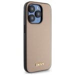 DKNY DKHMP15LPGHLME iPhone 15 Pro 6.1" beige hardcase Grained Metal Logo MagSafe - imagine 4