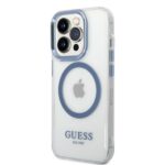 Guess GUHMP14XHTRMB iPhone 14 Pro Max6.7" blue hard case Metal Outline Magsafe - imagine 2