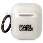 Karl Lagerfeld KLA2HNKCTGT Airpods 1/2 cover transparent Glitter Karl&Choupette - imagine 2