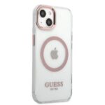 Guess GUHMP13MHTRMP iPhone 13 / 14 / 15 6.1"pink hard case Metal Outline Magsafe - imagine 4