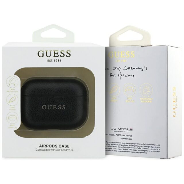 Case Guess Grained Classic Logo Hook for  AirPods Pro 3 black - imagine 4