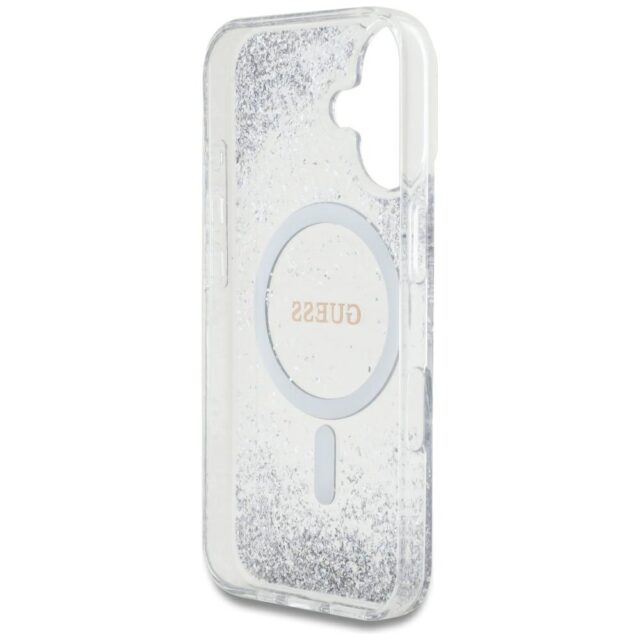 Case Guess HC Resin Bottom Glitter for iPhone 16 MagSafe silver - imagine 7
