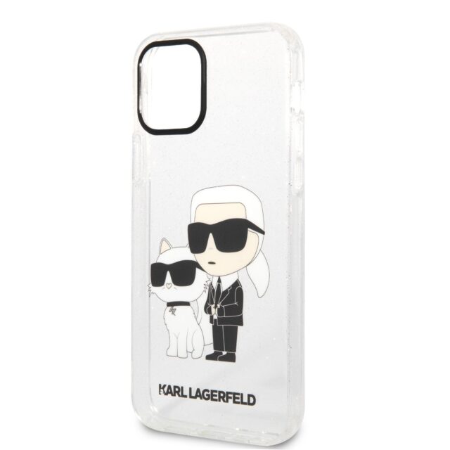 Karl Lagerfeld KLHCP12MHNKCTGT iPhone 12/12 Pro 6,1" transparent hardcase Gliter Karl&Choupette - imagine 6