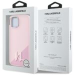 Case Karl Lagerfeld Silicone Shadow Metal Initial MagSafe for iPhone 15 pink - imagine 8