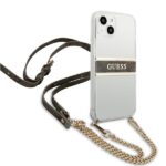 Guess GUHCP13SKC4GBGO iPhone 13 mini 5,4" Transparent hardcase 4G Brown Strap Gold Chain - imagine 4