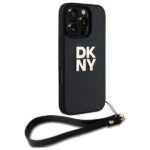 DKNY DKHCP16LPBSWSK iPhone 16 Pro 6.3" black hardcase Wrist Strap Stock Logo - imagine 3