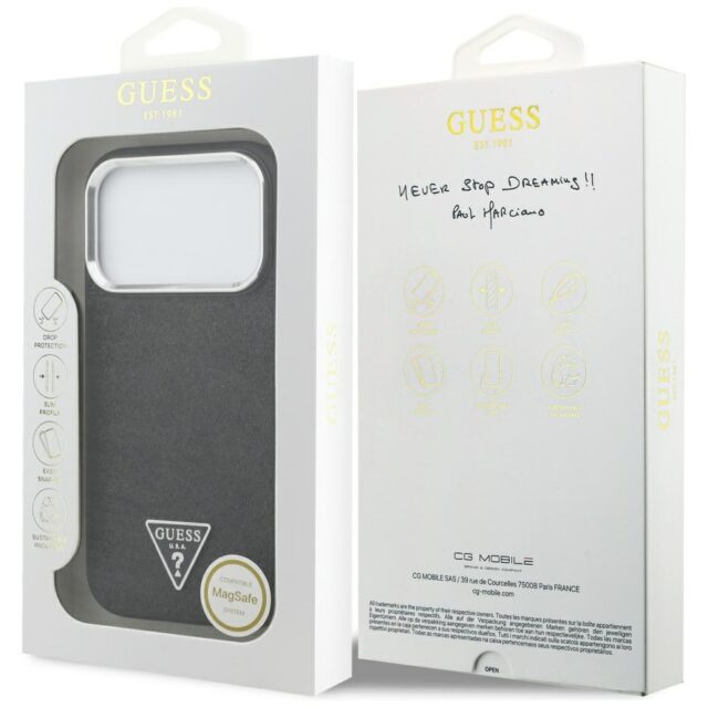 Case Guess Glitter Triangle Logo MagSafe for iPhone 17 Pro black - imagine 8