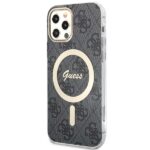 Guess Set GUBPP12MH4EACSK Case+ Charger iPhone 12/12 Pro /black hard case 4G Print MagSafe - imagine 2
