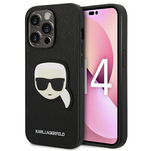 cps-f05b7ee8d1ef34cadc507e2dfcf80ebe-2025-12-06-17-52-28 Karl Lagerfeld KLHCP14LSAPKHK iPhone 14 Pro 6,1" black hardcase Saffiano Karl`s Head Patch - imagine 1