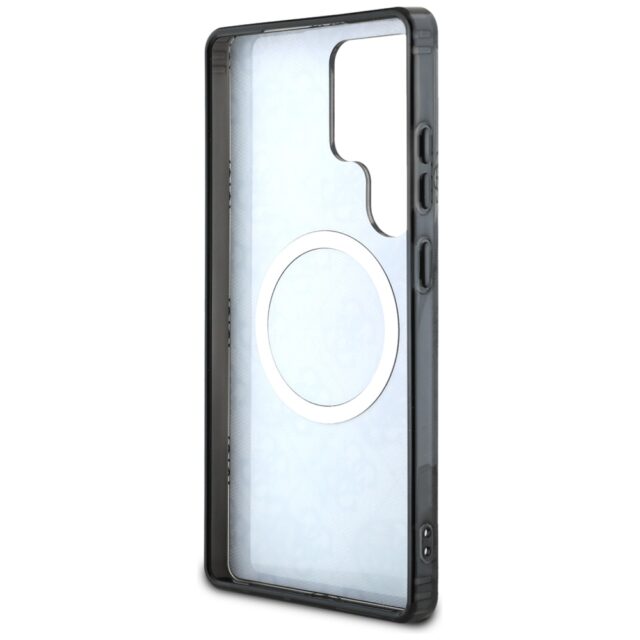 Case Guess 4G Background Gold Electroplated Peony Pattern MagSafe for Samsung Galaxy S25 Utra black - imagine 7