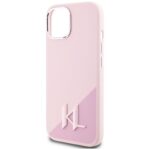 Case Karl Lagerfeld Silicone Shadow Metal Initial MagSafe for iPhone 15 pink - imagine 6