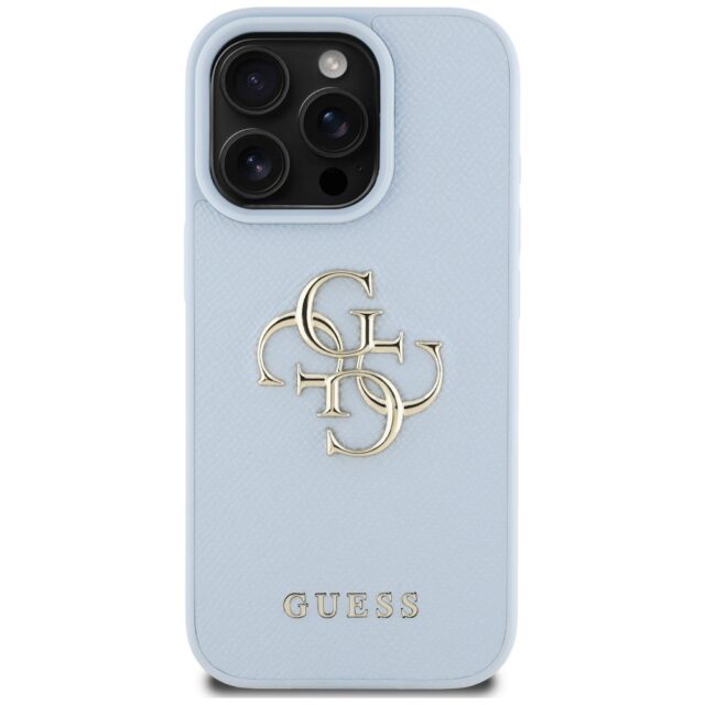 Case Guess Grained Big 4G Logo Small Classic Logo for iPhone 16 Pro blue - imagine 3