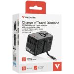 Verbatim Travel Adapter EU/UK/US GaN   2xUSB-C/2xUSB-A/1xUSB-C PD 100W black 30191 - imagine 7