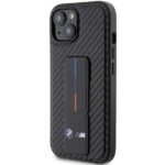 Case BMW BMHCP15SGSPCCK iPhone 15 / 14 / 13 6.1" black hardcase Grip Stand Smooth & Carbon - imagine 2