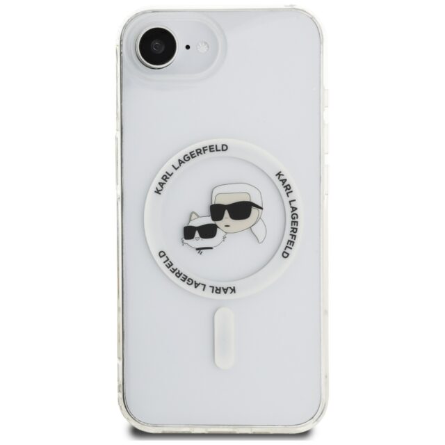 Case Karl Lagerfeld IML Metal Karl & Choupette Heads MagSafe for iPhone 16e white - imagine 3