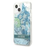 Guess GUHCP13MLFLSN iPhone 13 / 14 / 15 6,1" green hardcase Flower Liquid Glitter - imagine 2