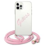 Guess GUHCP12MCRTVSPI iPhone 12/12 Pro 6,1" pink hardcase Script Vintage