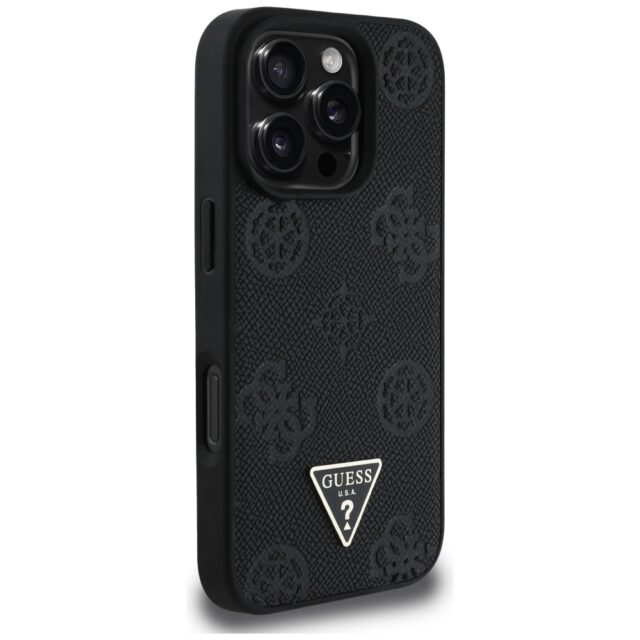 Case Guess Grained Hot Stamp Peony Triangle Logo MagSafe for iPhone 16 Pro black - imagine 4