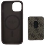 Case Guess 4G Stripes with wallet Magsafe for iPhone 15 brown - imagine 5