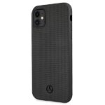 Mercedes MEHCN61MBLBK iPhone 11 black hardcase Leather Meshed Metal Logo - imagine 2