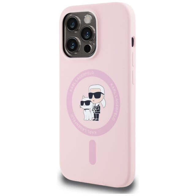 Case Karl Lagerfeld Silicone Karl&Choupette MagSafe for iPhone 14 Pro Max pink - imagine 2