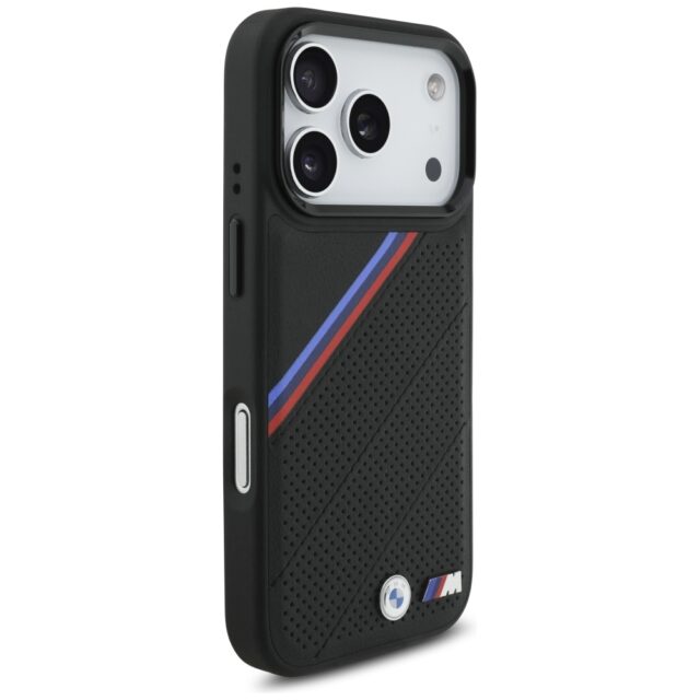 BMW M Tricolor Metal Logo MagSafe Case for iPhone 17 Pro Black - imagine 4