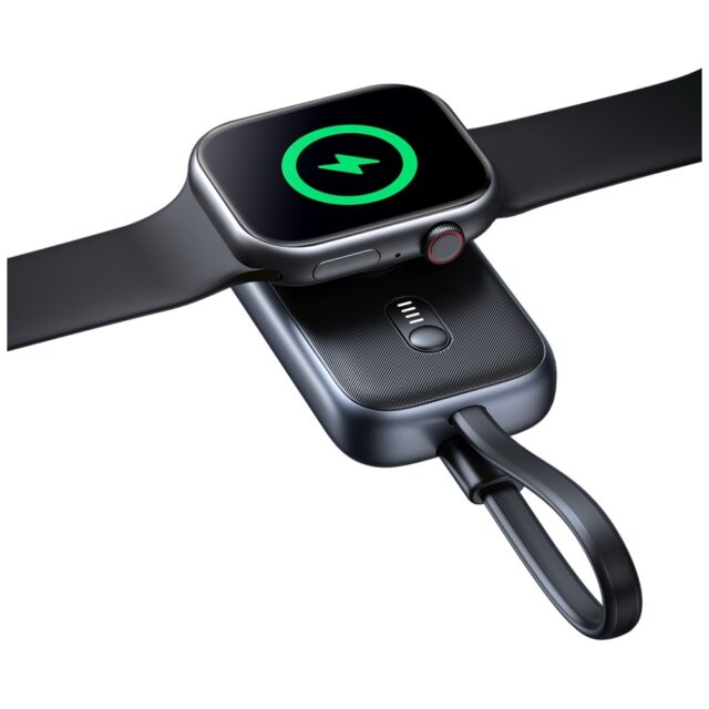 inductive charger for Apple Watch Usams CD245 2-in-1 with 1200mAh powerbank + USB-C cable titanium - imagine 5