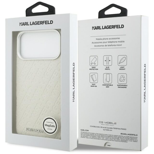 Karl Lagerfeld FW Stamped Karl MagSafe Case for iPhone 17 Pro Max Beige - imagine 8