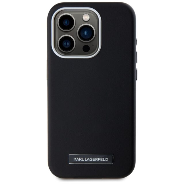 Case Karl Lagerfeld  FW Metal Plate MagSafe for iPhone 15 Pro Max black - imagine 3