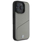 Case BMW BMHMP16X23RDCLG iPhone 16 Pro Max 6.9" grey hardcase Signature Leather Textured & Line MagS - imagine 4