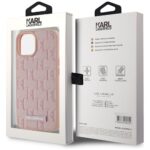 Case Karl Lagerfeld Leather Monogram Metal Logo MagSafe for iPhone 15 pink - imagine 8