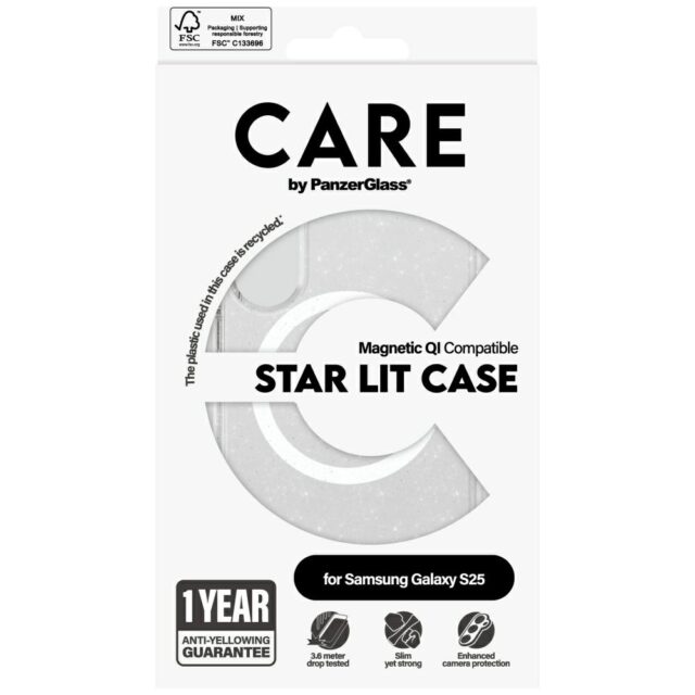 CARE by PanzerGlass Flagship Urban Combat Starlight White QI Case for Samsung Galaxy S25 Transparent - imagine 4