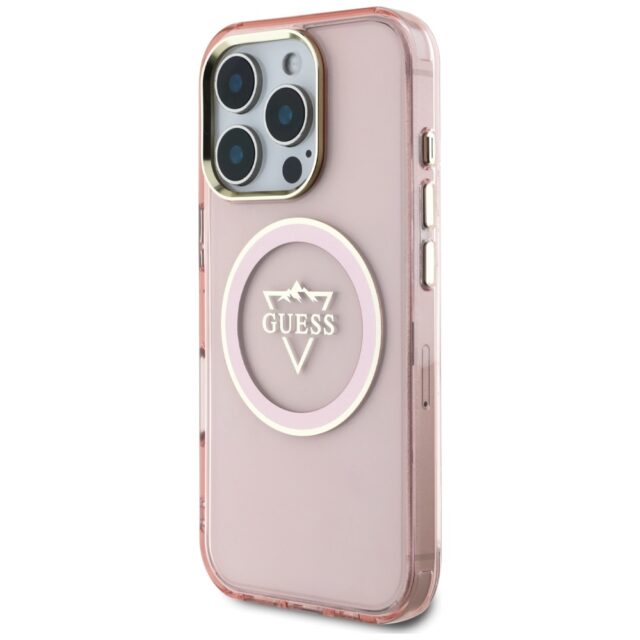 Case Guess IML Metal Mountain Logo MagSafe for iPhone 16 Pro Max pink - imagine 2