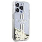 Guess GUHCP15LLFCSEGT iPhone 15 Pro 6.1" transparent hardcase Liquid Glitter Gold Stripes - imagine 4